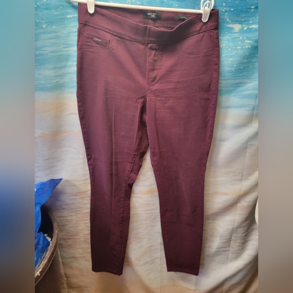Nine West Jeans Maroon Pull‎ On Skinny Size 10